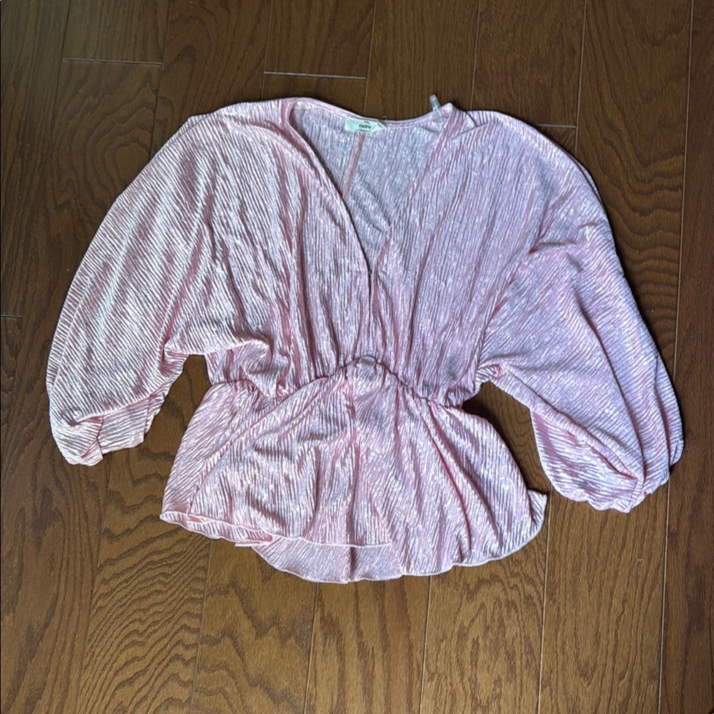 Entro Pink Wrap Blouse with 3/4 Sleeves